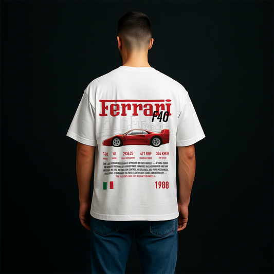 Ferrari F40 Heritage Oversized White T-Shirt