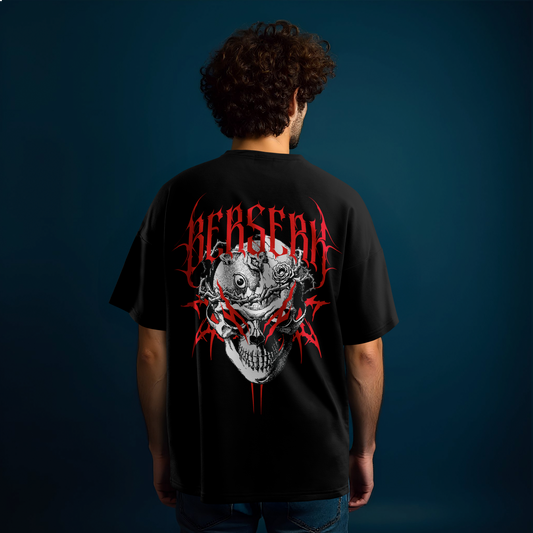 Berserk Skull Oversized Black T-Shirt