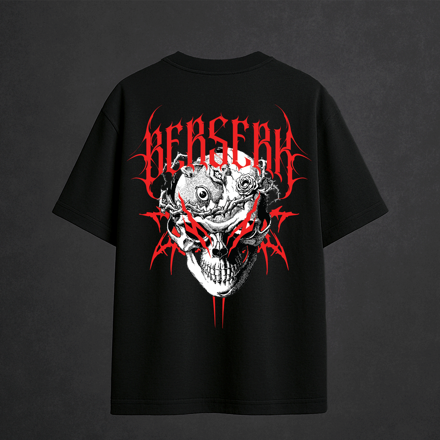 Berserk Skull Oversized Black T-Shirt